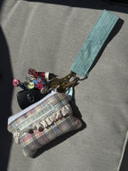 Blue and white striped keychain