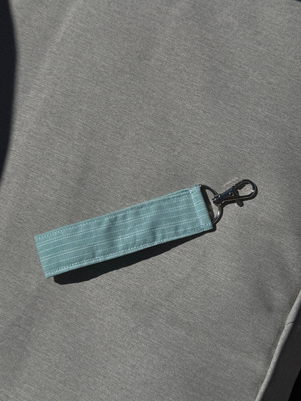 Blue and white striped keychain