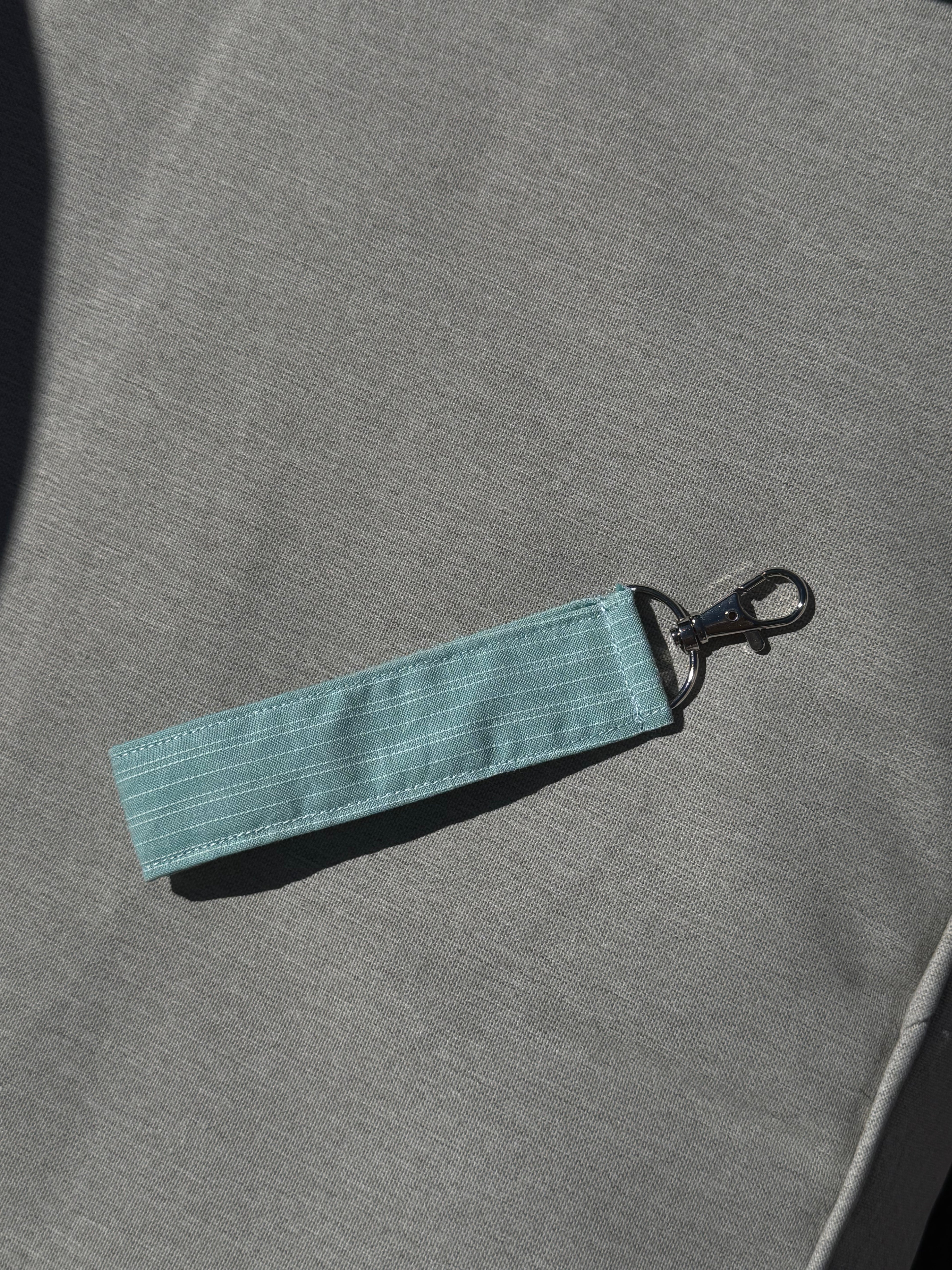 Blue and white striped keychain