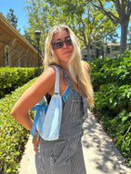 Blue striped bow bag