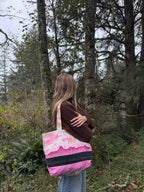 Pink Ruffle Patchwork Tote Bag