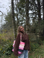 Pink Ruffle Patchwork Tote Bag